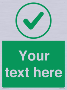 Custom green background, green tick in circle sign